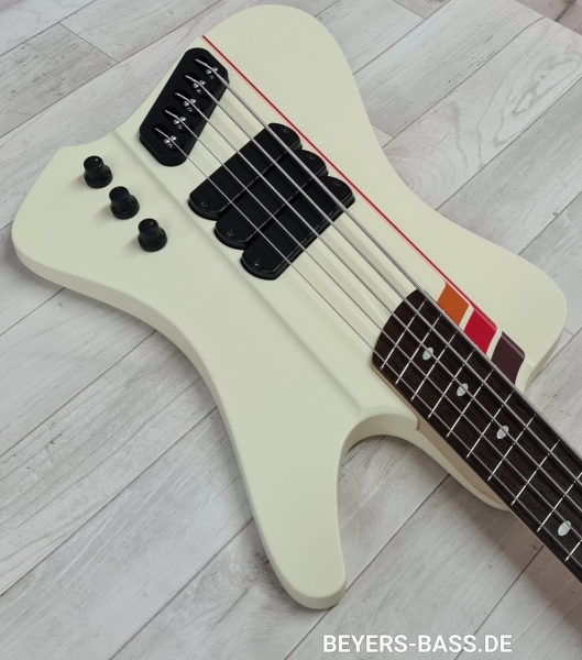 Preview: Dingwall D-Roc Custom Shop 5-String, 3 Pickups, Custom Color Creme White/70's Striping Gloss