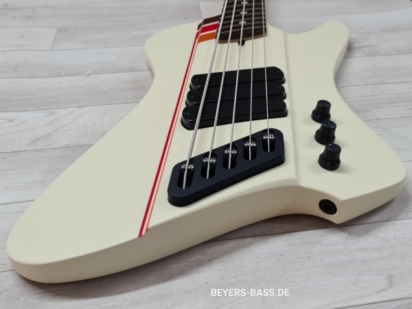 Preview: Dingwall D-Roc Custom Shop 5-String, 3 Pickups, Custom Color Creme White/70's Striping Gloss