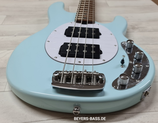 Sterling by Music Man StingRay Ray34 HH, Daphne Blue