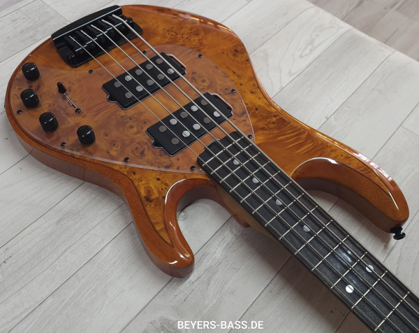 Preview: Sterling by Music Man StingRay Ray35 HH Poplar Burl, Amber