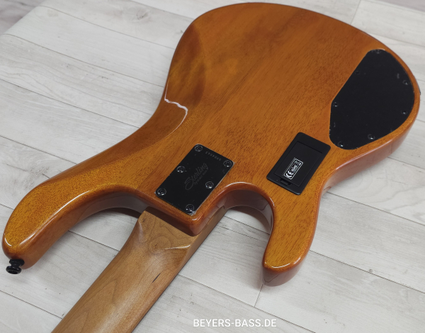 Sterling by Music Man StingRay Ray35 HH Poplar Burl, Amber