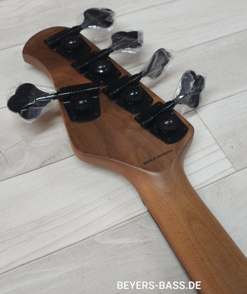 Sterling by Music Man StingRay Ray35 HH Poplar Burl, Amber