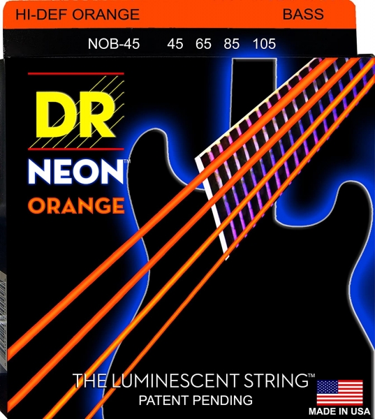 DR Strings NOB-45 HiDef Neon Orange Saiten, 45-105