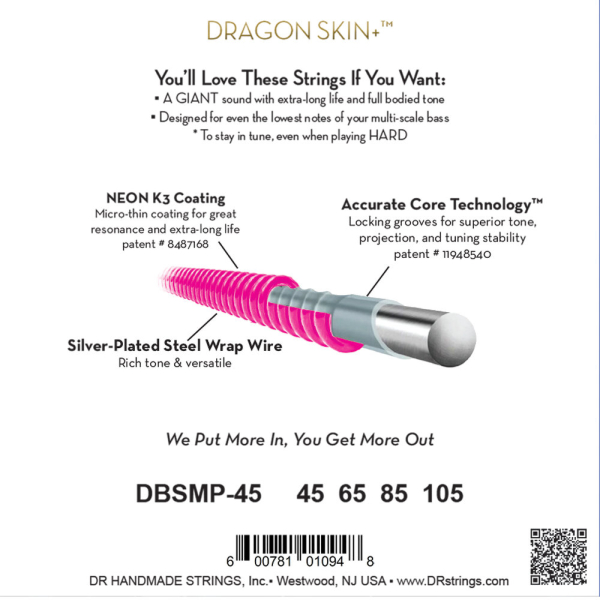 Preview: DR Strings DBSMP-45 Pink Dragon Multiscale Strings, 45-105