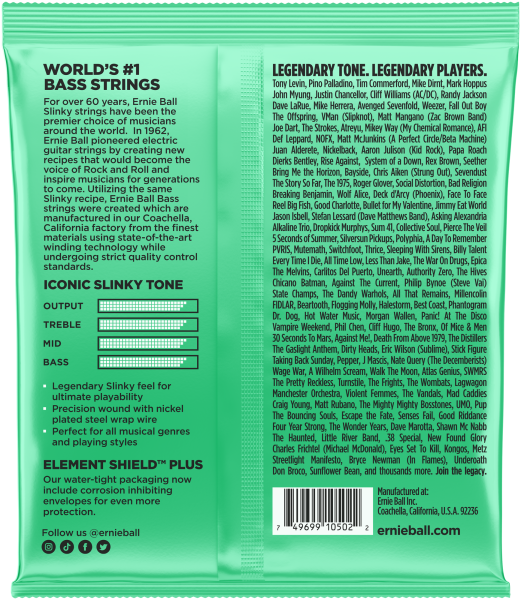 Ernie Ball 2841 Hyper Slinky E-Bass Strings, 40-100