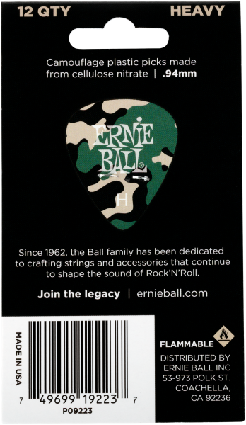 Ernie Ball 9223 Heavy Camouflage Plektren, 0.94mm, 12 Stück
