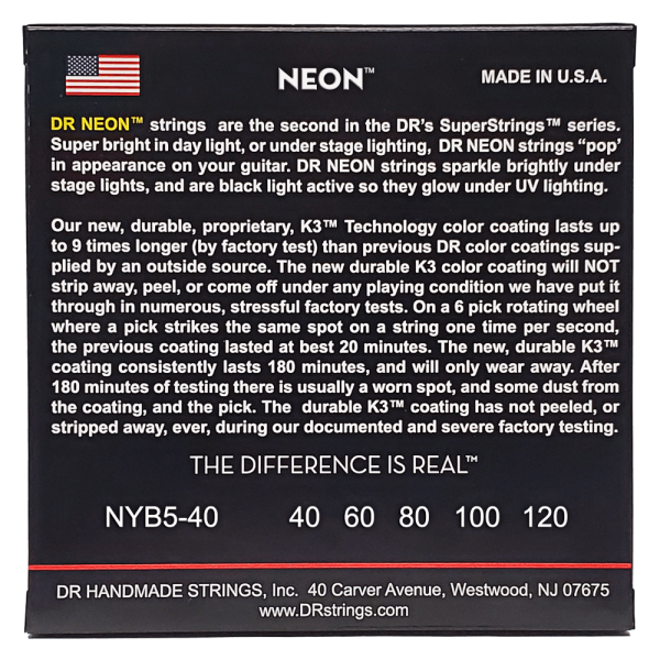 DR Strings NYB5-40 HiDef Neon Yellow Saiten, 40-120