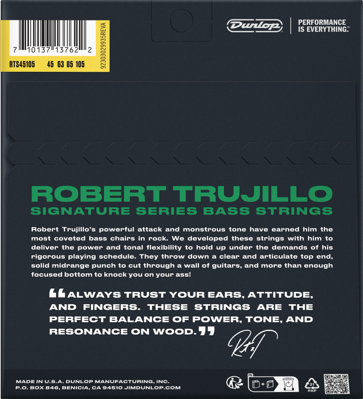 Dunlop Robert Trujillo Stainless Steel Bass Strings, 45-105