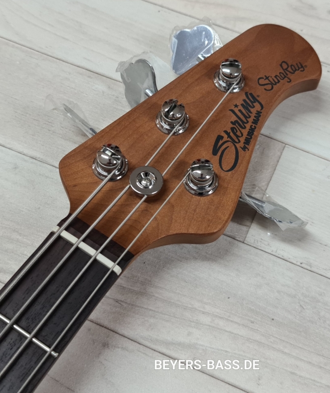 Sterling by Music Man StingRay Ray34 H Spalted Maple, 3-Tone Sunburst