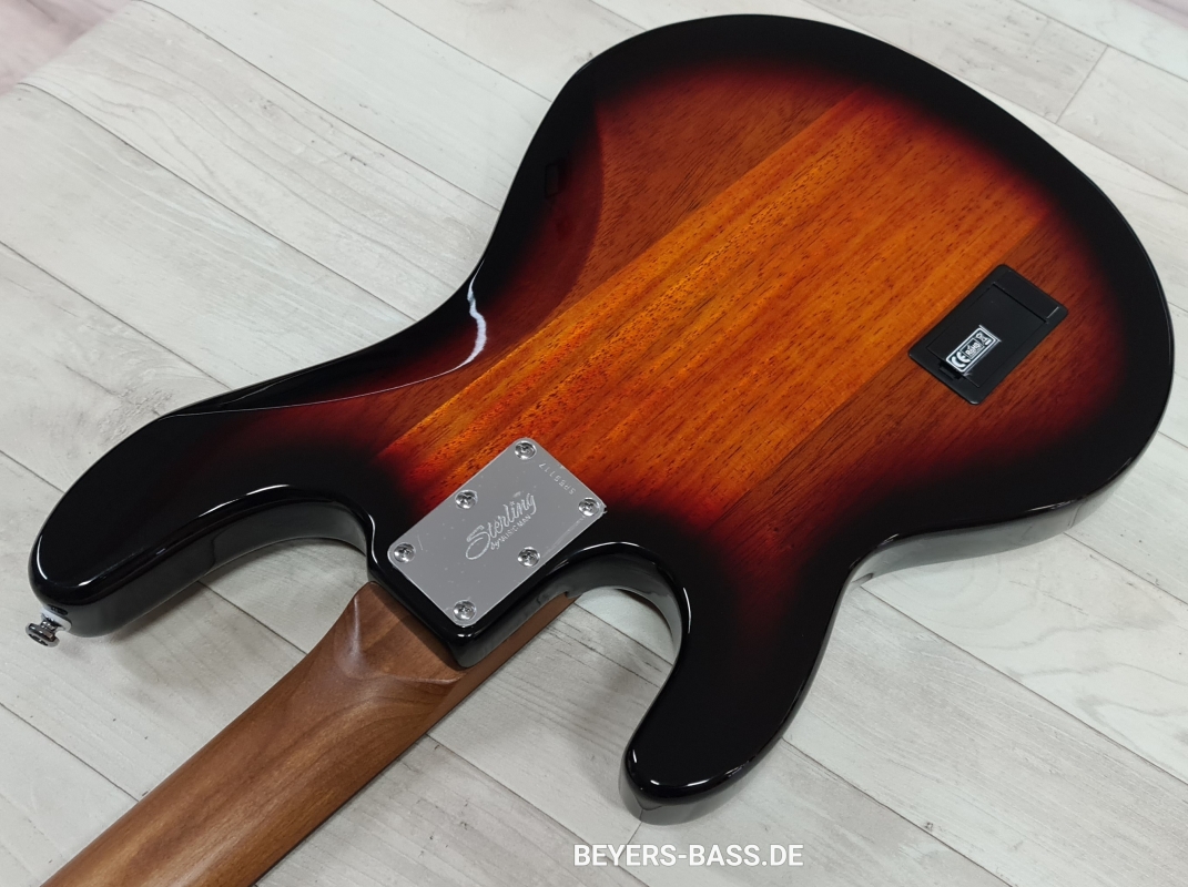 Sterling by Music Man StingRay Ray34 H Spalted Maple, 3-Tone Sunburst