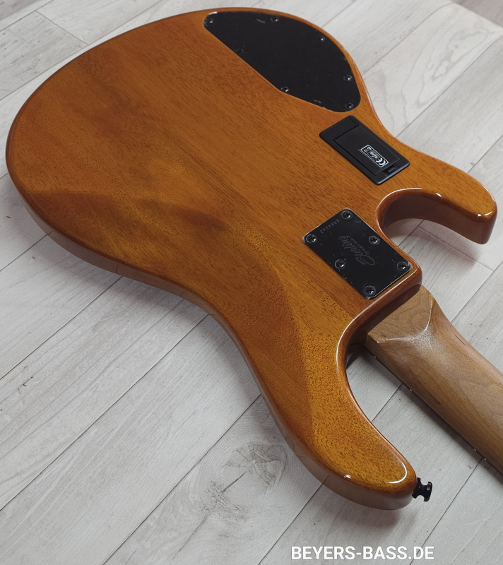 Sterling by Music Man StingRay Ray35 HH Poplar Burl, Amber