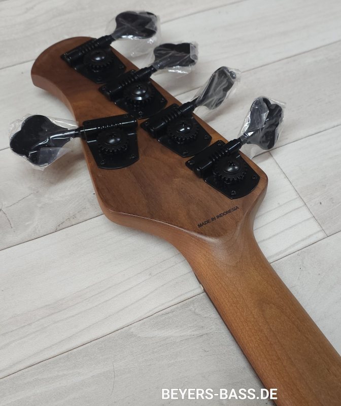 Sterling by Music Man StingRay Ray35 HH Poplar Burl, Amber