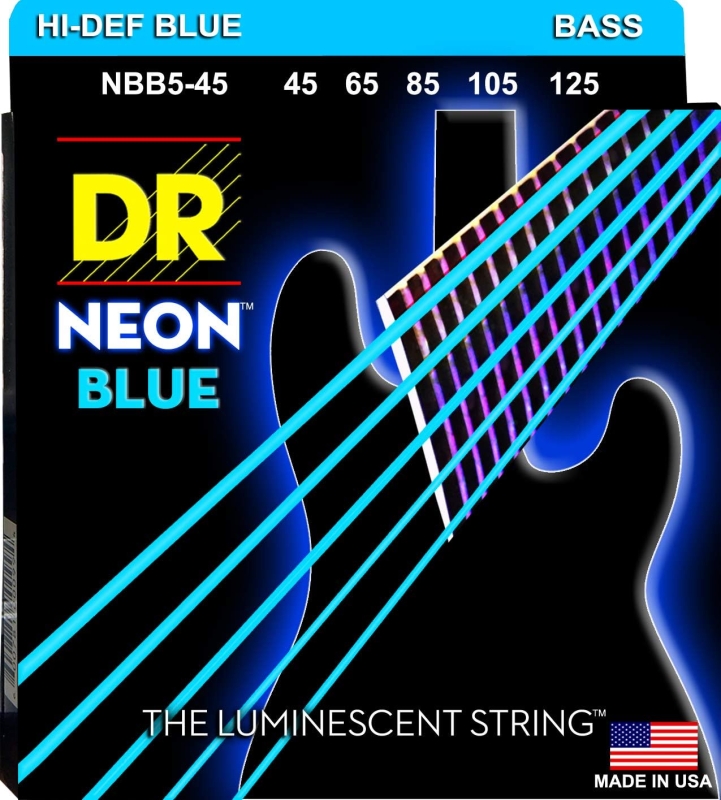 DR Strings NBB5-45 HiDef Neon Blue Saiten, 45-125