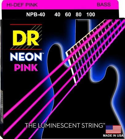 DR Strings NPB-40 HiDef Neon Pink Saiten, 40-100