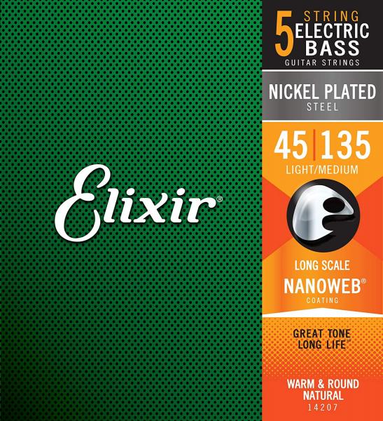 Elixir 14207 Nanoweb E-Bass Strings, 45-135