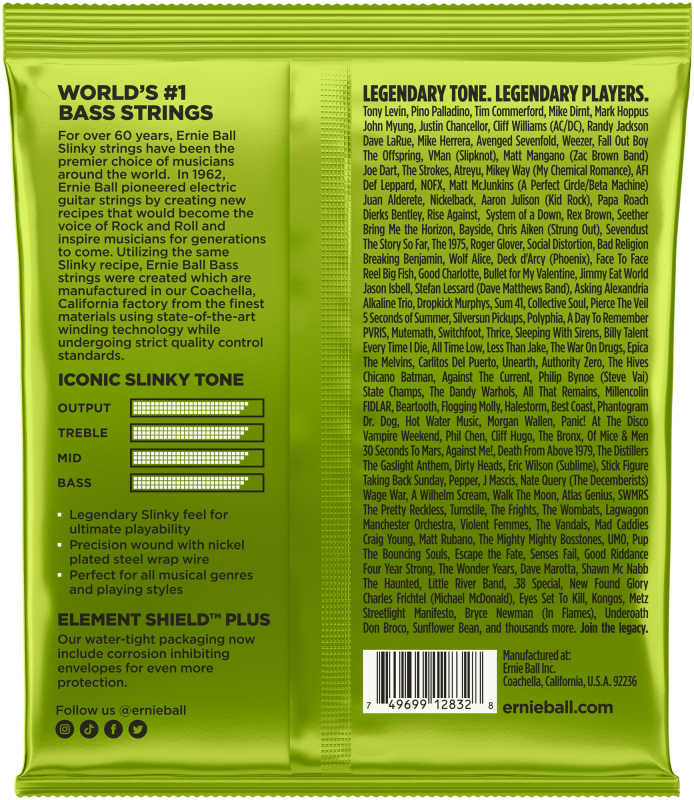 Ernie Ball 2832 E-Bass Strings, 50-105