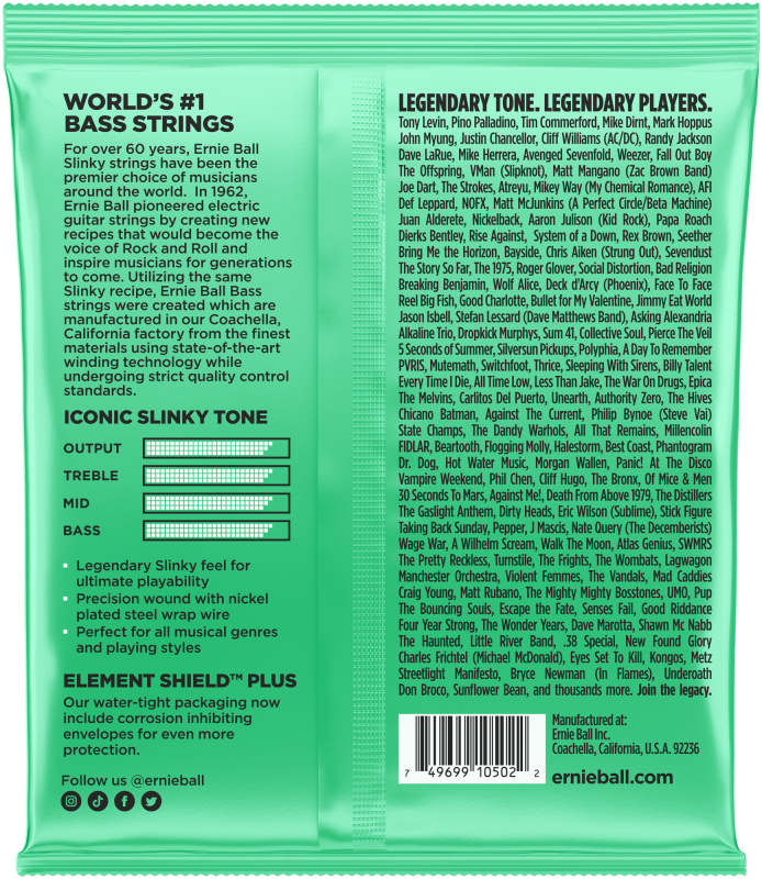 Ernie Ball 2841 Hyper Slinky E-Bass Strings, 40-100