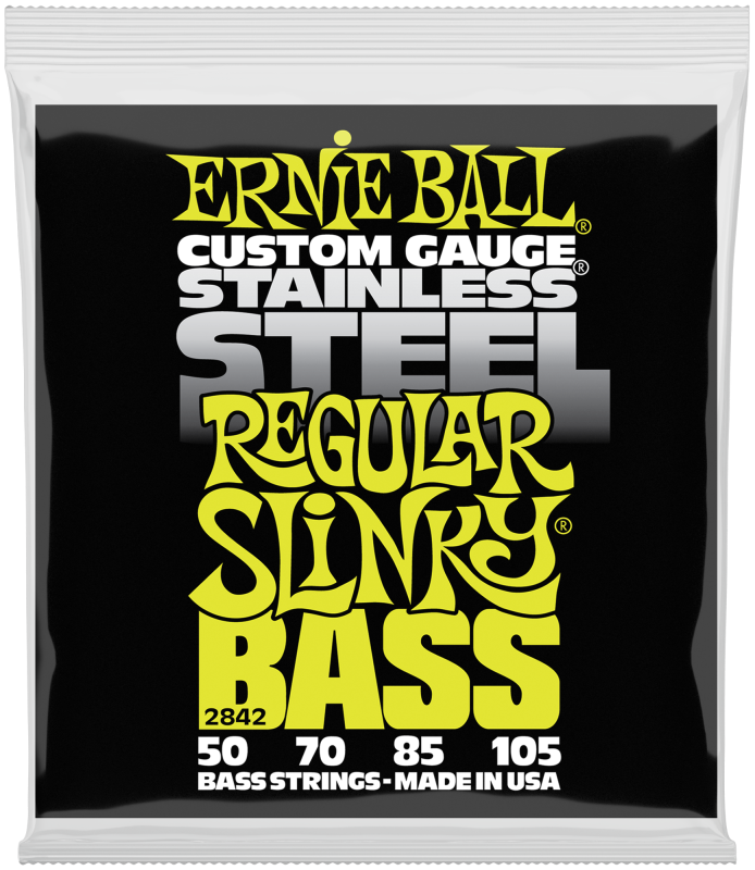 Ernie Ball 2842 Regular Slinky Stainless Steel E-Bass Strings, 50-105