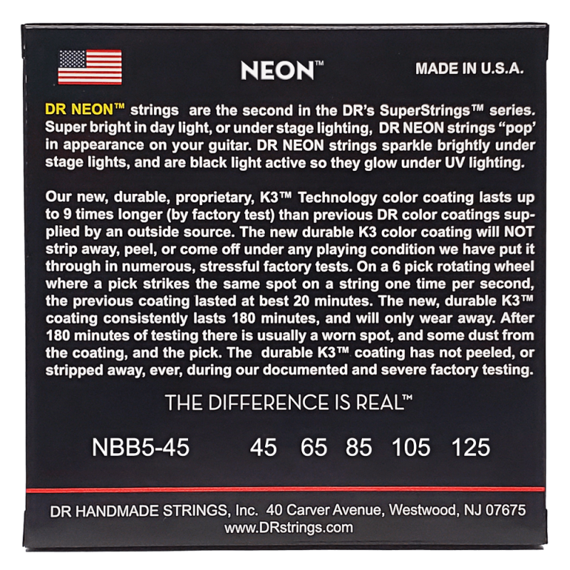 DR Strings NBB5-45 HiDef Neon Blue Saiten, 45-125