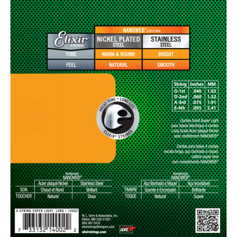 Elixir 14002 Nanoweb E-Bass Strings, 40-95 *Black Weeks 2025*